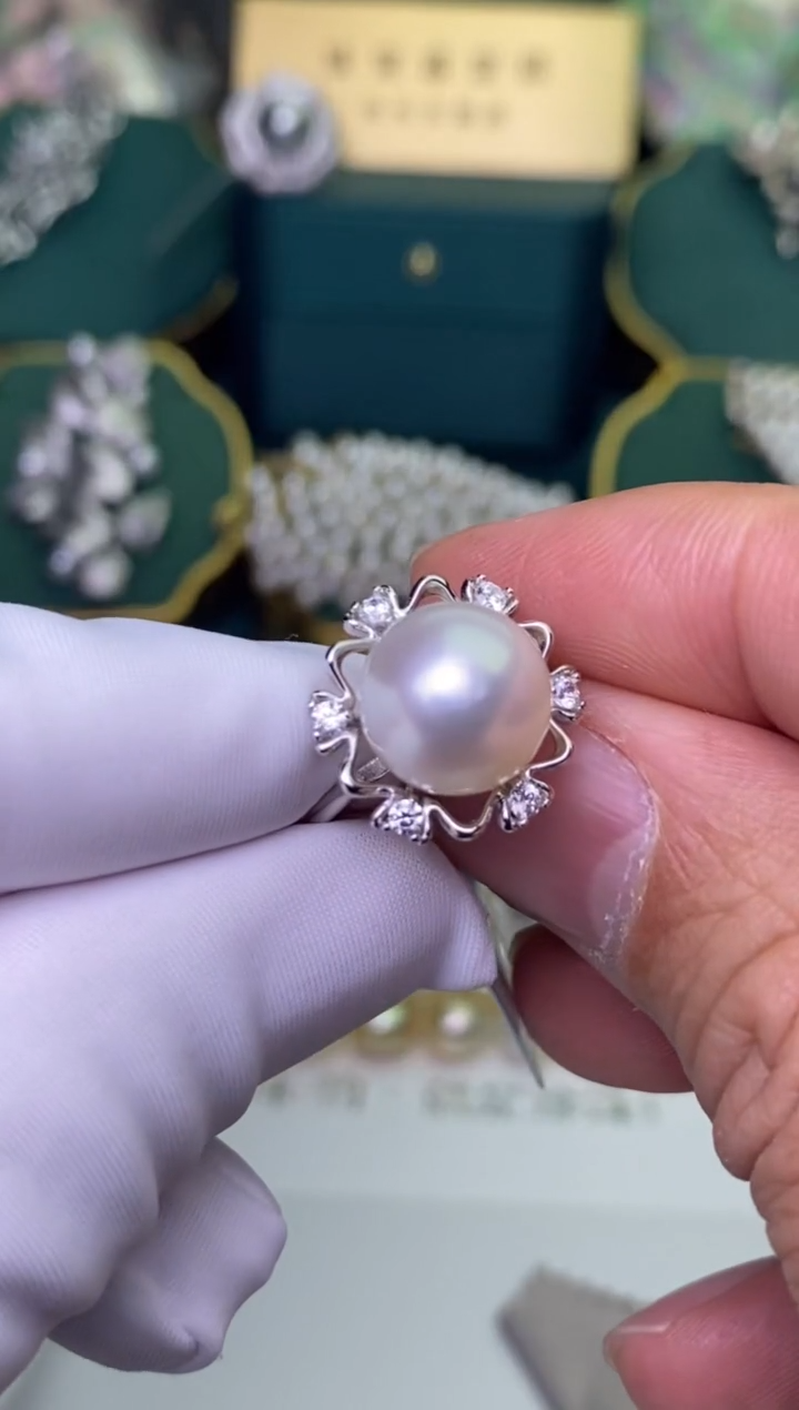 【闪购商品】海水珍珠戒指银S925镶嵌11-12