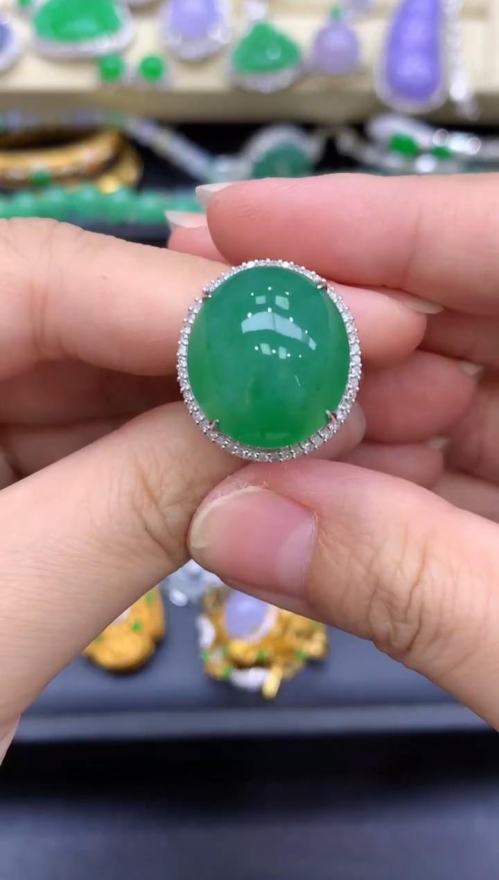 18K金镶嵌戒指翡翠759-中国好珍宝