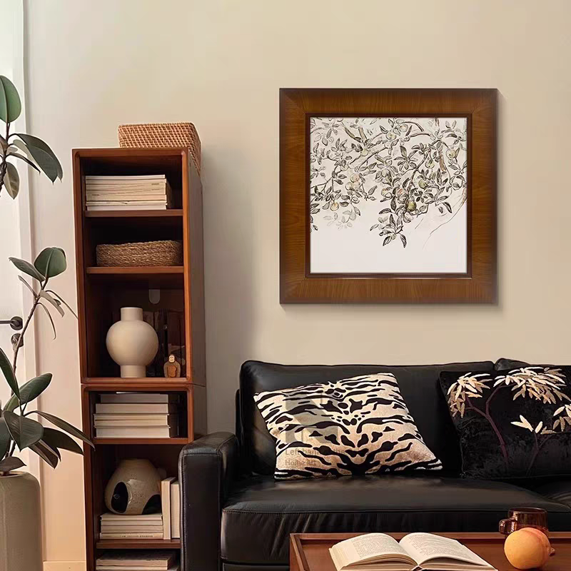 砂岩中古风新中式客厅沙发背景墙装饰画复古风抽象感民宿玄关挂画