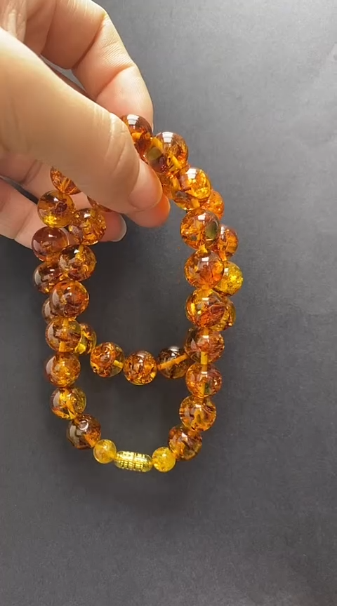 【闪购商品】琥珀裸石未镶嵌花珀项链