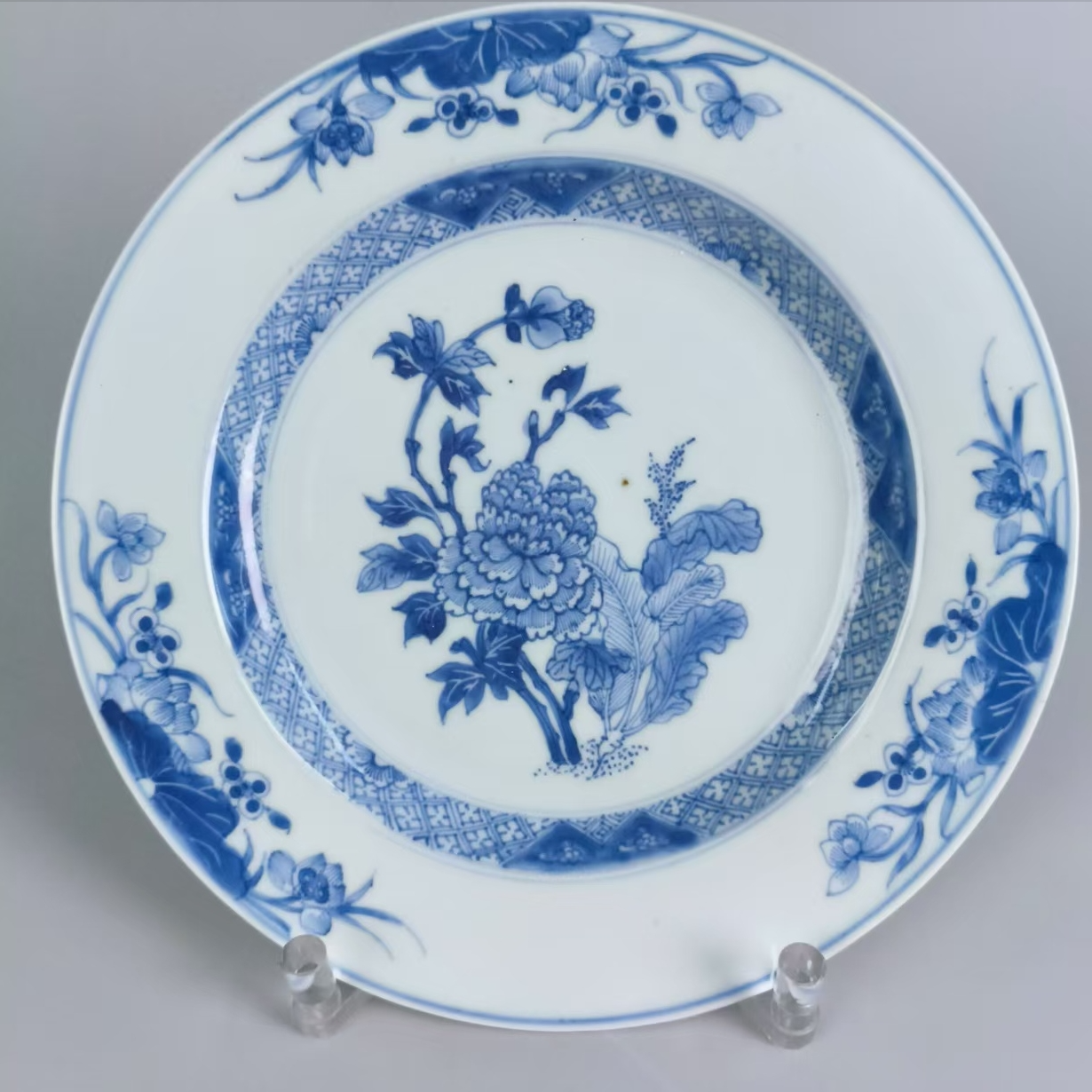 清 雍正 青花赏盘H-0017-直径23 高度2.8