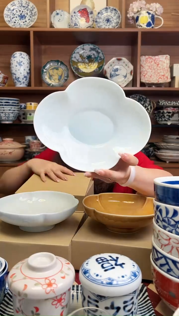 瓷片mizu-mizu（瑞々）木瓜長鉢7寸　青白