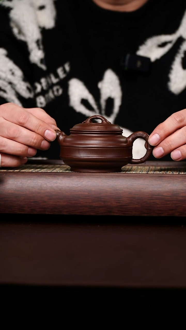 原矿手工紫泥双线竹鼓190CC