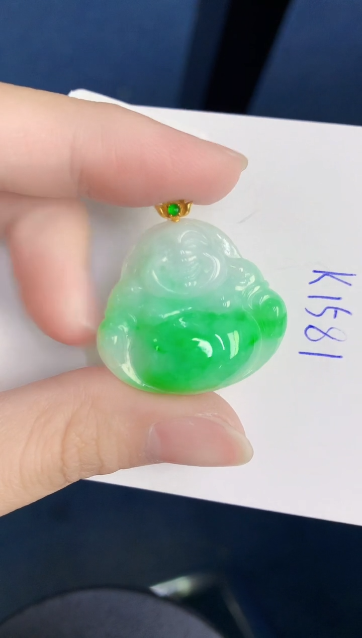 颈饰18K金镶嵌翡翠天然翡翠缅甸A货
