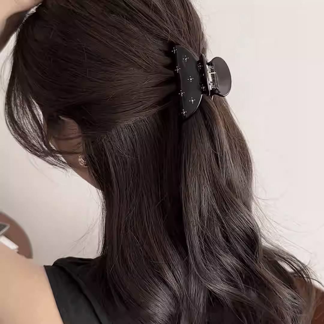 韩式镶钻满天星抓夹高级感发量少发夹半扎发修饰后脑勺发饰