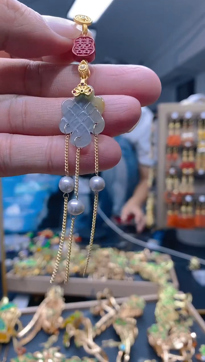 【闪购商品】翡翠耳饰合金0435翡翠压襟