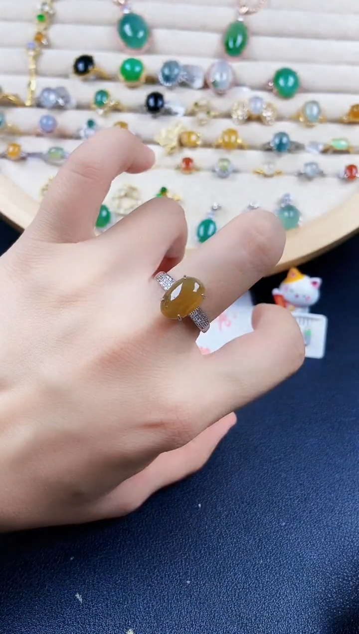 翡翠戒指银S925镶嵌456879