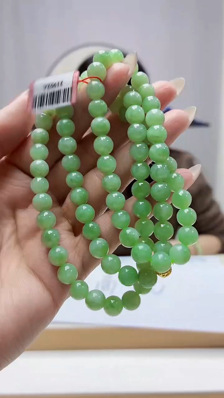 未镶嵌定制翡翠4852MM-毛货珠链11