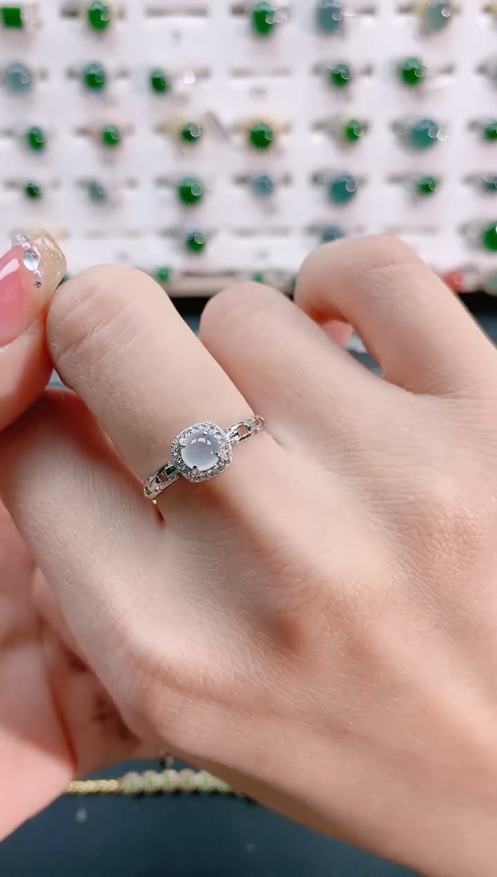 【闪购商品】翡翠戒指银S925镶嵌天然翡翠