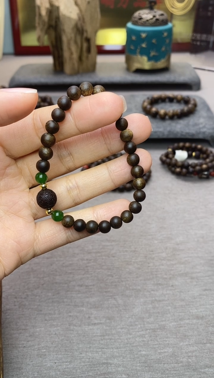 【闪购商品】沉香手串顺化紫棋06沉水+降真香1.0回纹+配饰