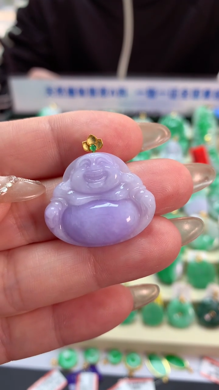 【闪购商品】翡翠吊坠(不含链)18K金镶嵌挂件