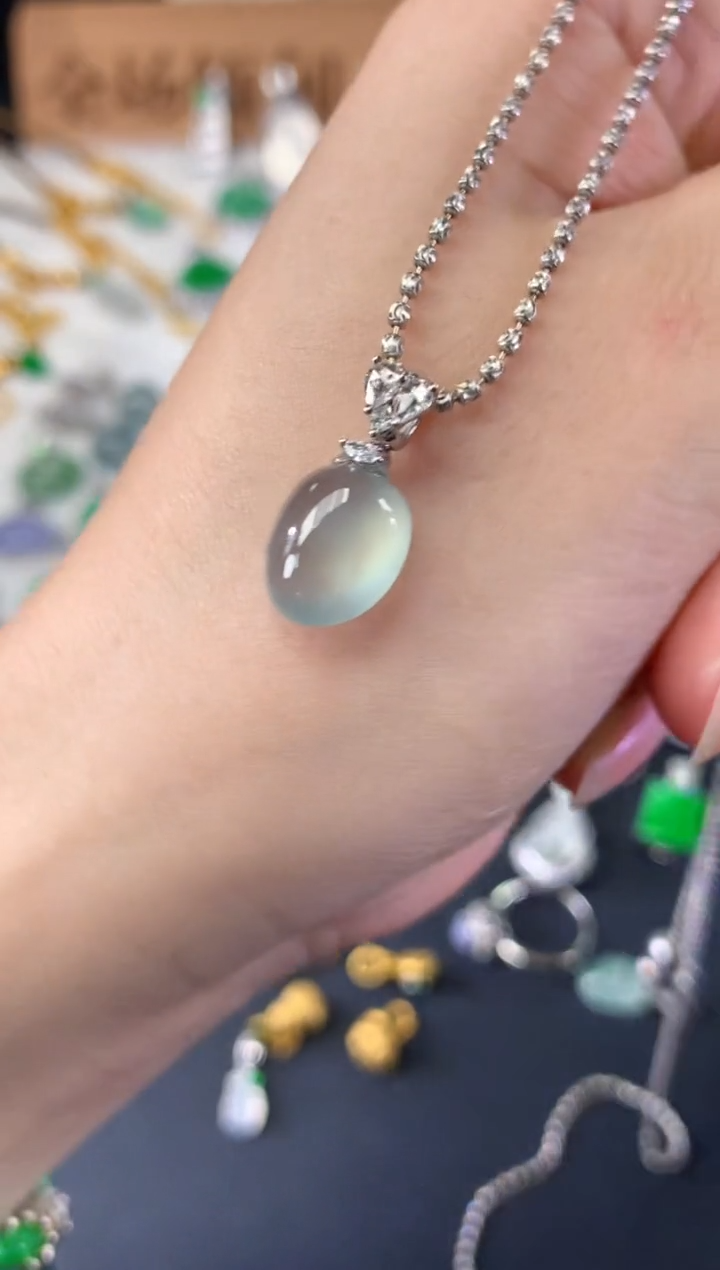 吊坠(不含链)18K金镶嵌翡翠A673|5980