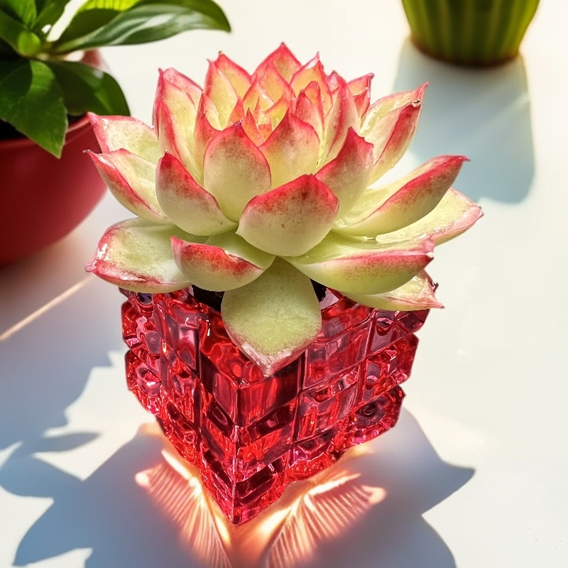 【②号】无土多肉--边线女王SP（1颗/送红色冰晶盆）