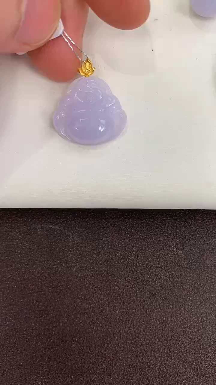 颈饰18K金镶嵌翡翠天然缅甸a货翡翠