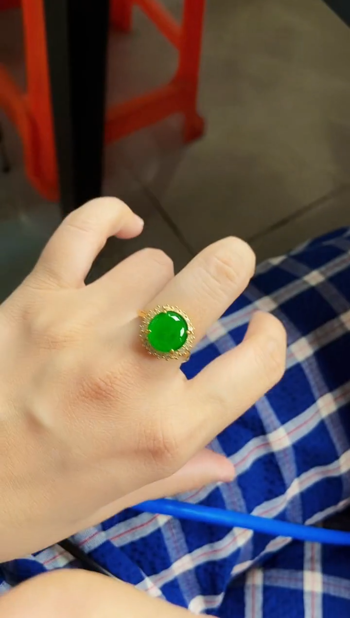 翡翠戒指银S925镶嵌45689