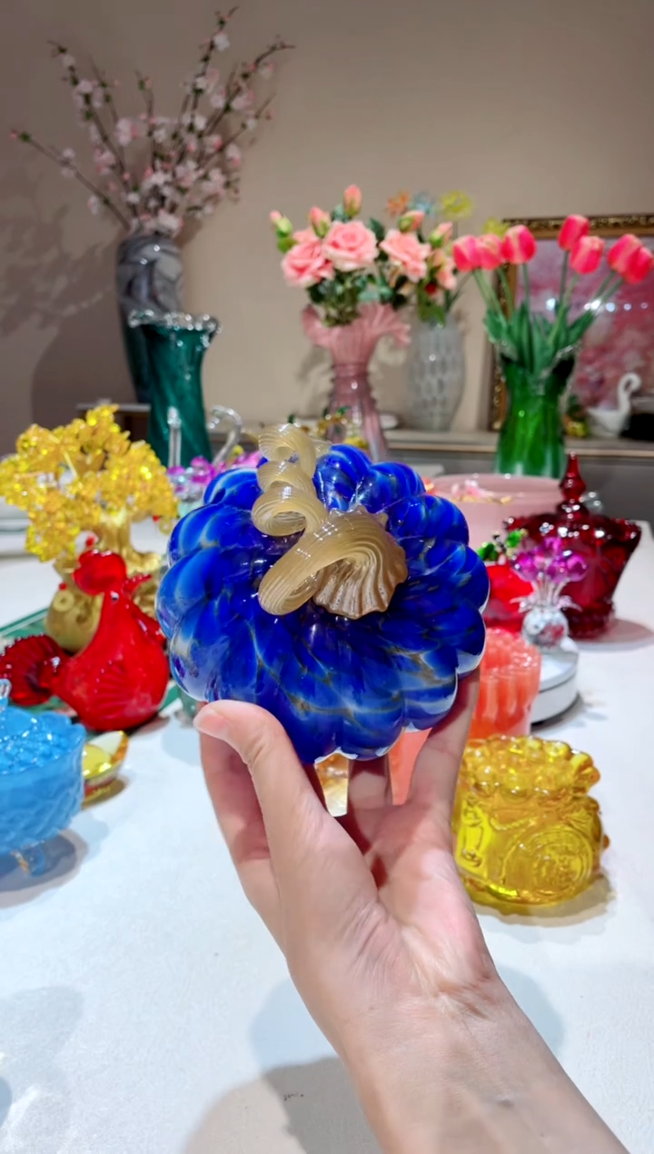 【闪购商品】琉璃手工艺品 蓝色 小南瓜