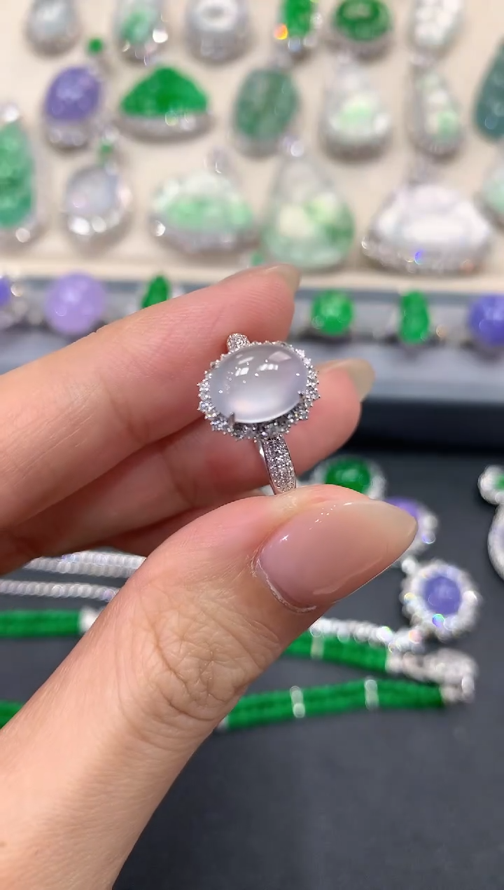 【闪购商品】翡翠戒指18K金镶嵌w3  0