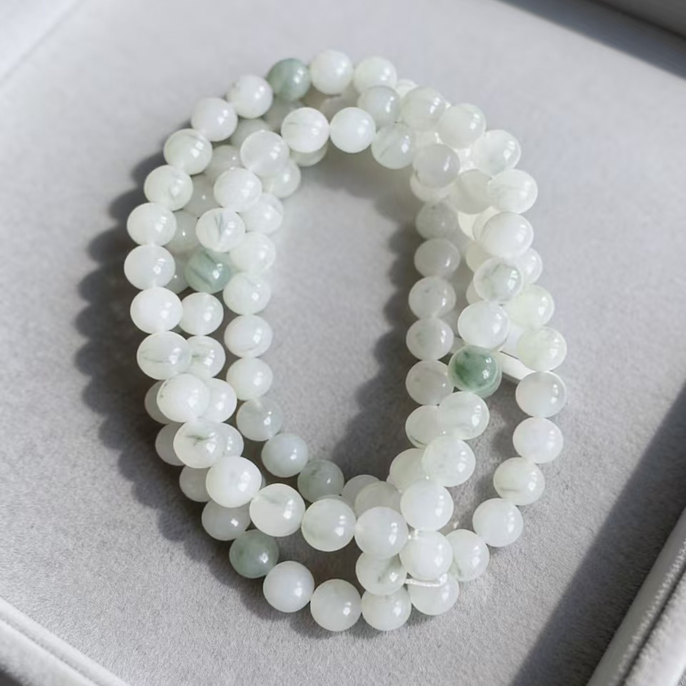 新疆天然天山翠108颗10mm多圈项链多样性发其一