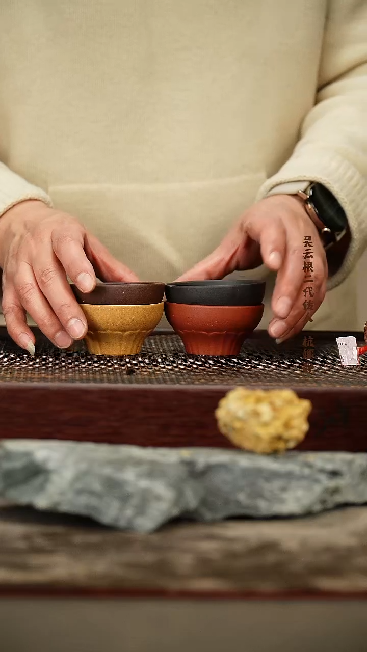 茶壶紫砂莲花杯 4个