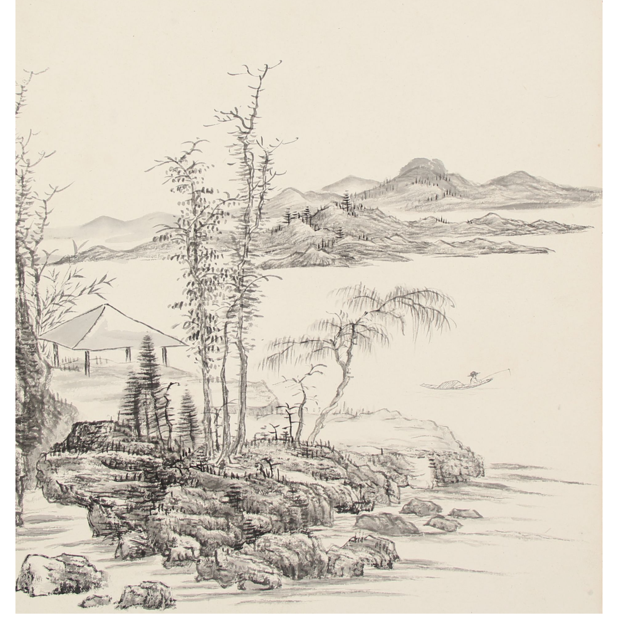 LOT.2795 《山水》34*30cm 纸本水墨镜片