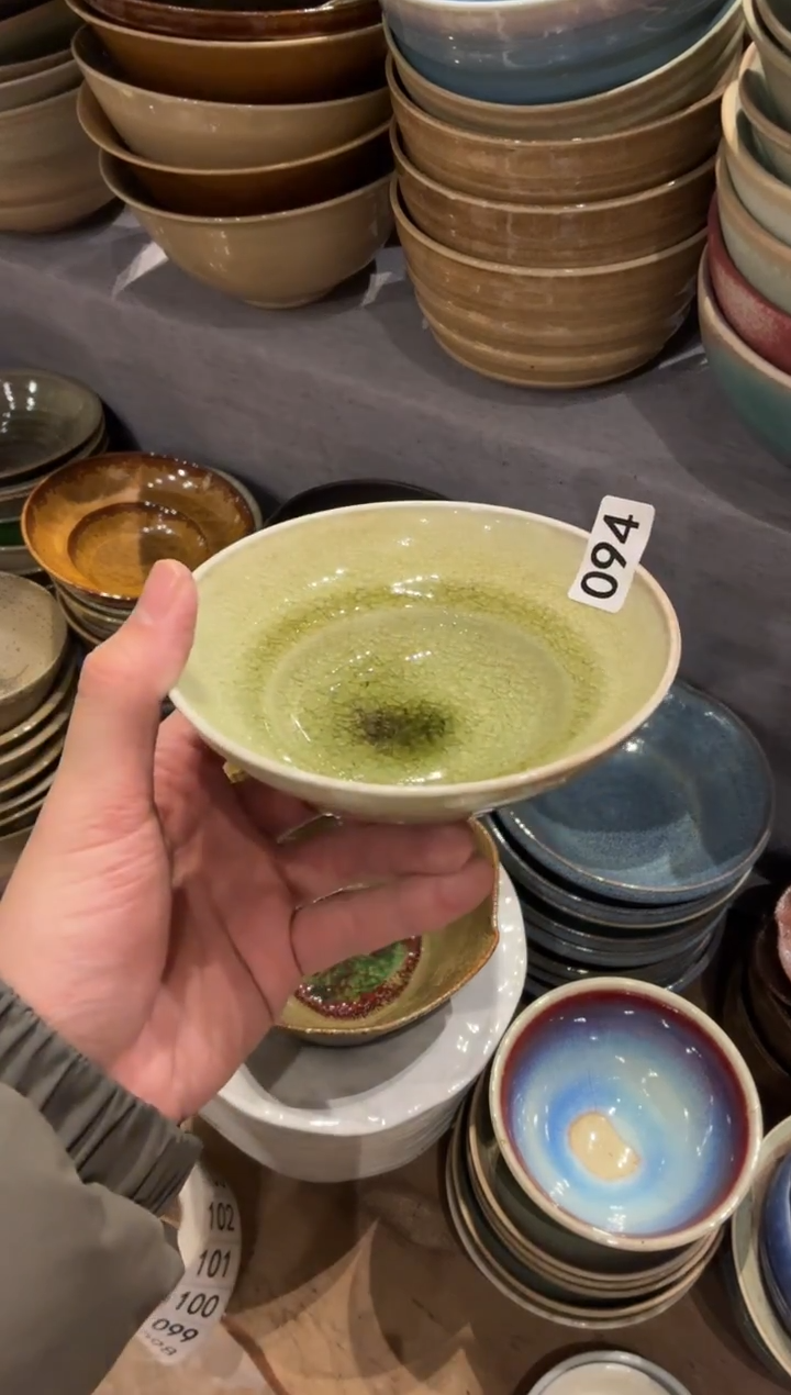 瓷片迁***玲94玻化绿小碗1个