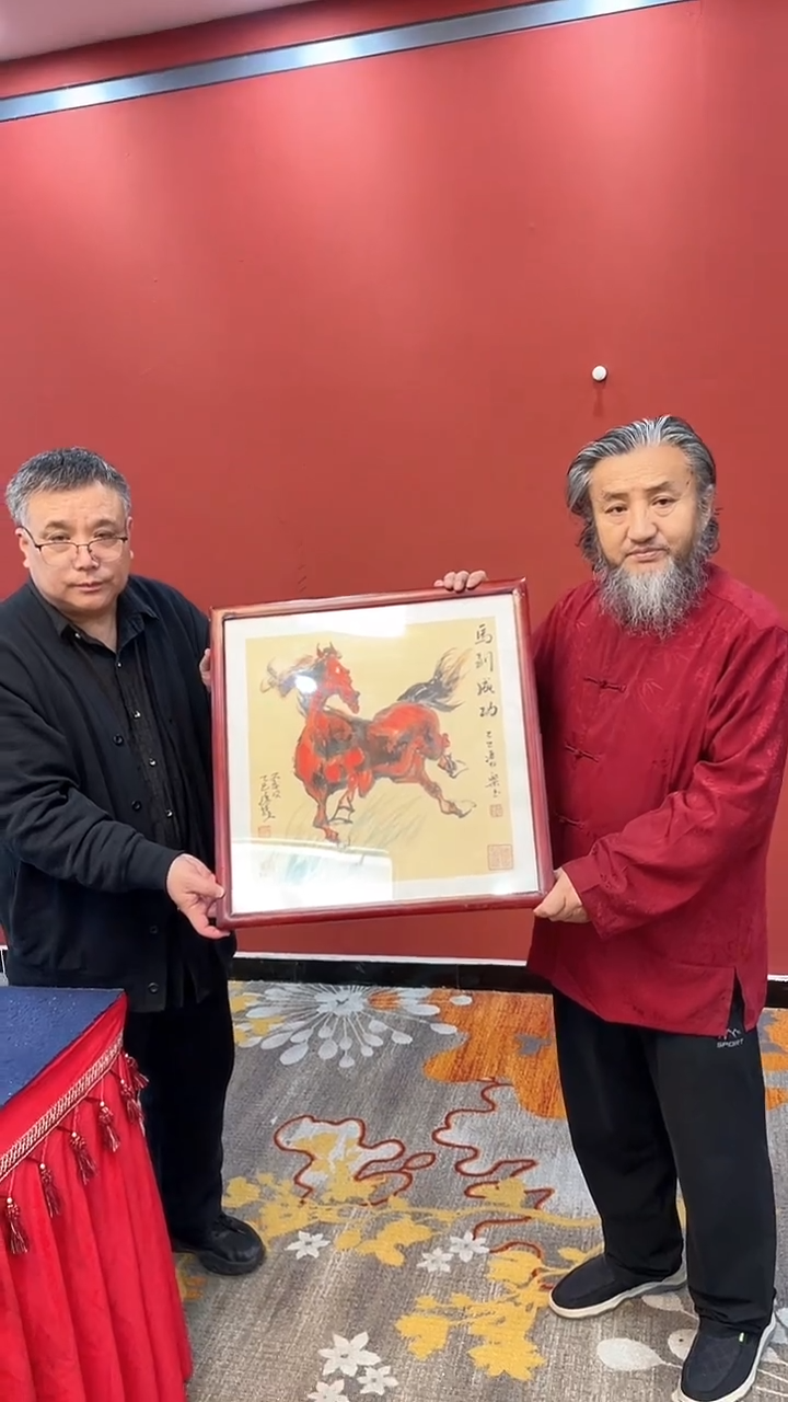 书法田双乐王继雄 合作马到成功 卡纸 带框发