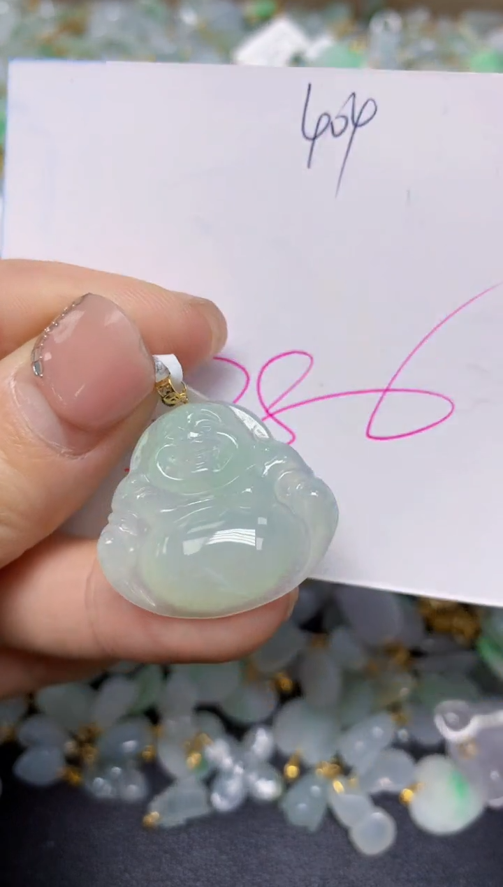 【闪购商品】翡翠挂件18K金镶嵌 天然翡翠A货