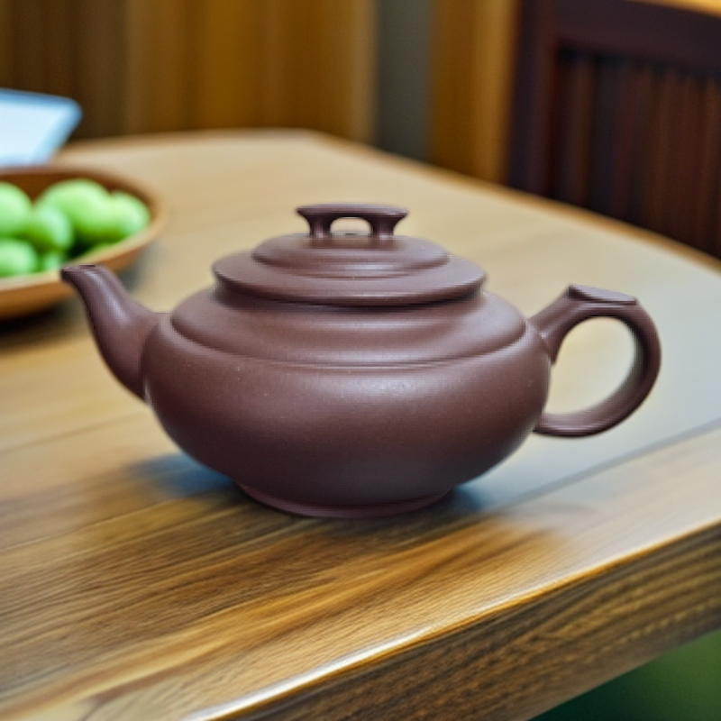 宜兴红泥原矿紫砂壶一厂陈腐老紫泥精工半手上新桥220毫升茶壶