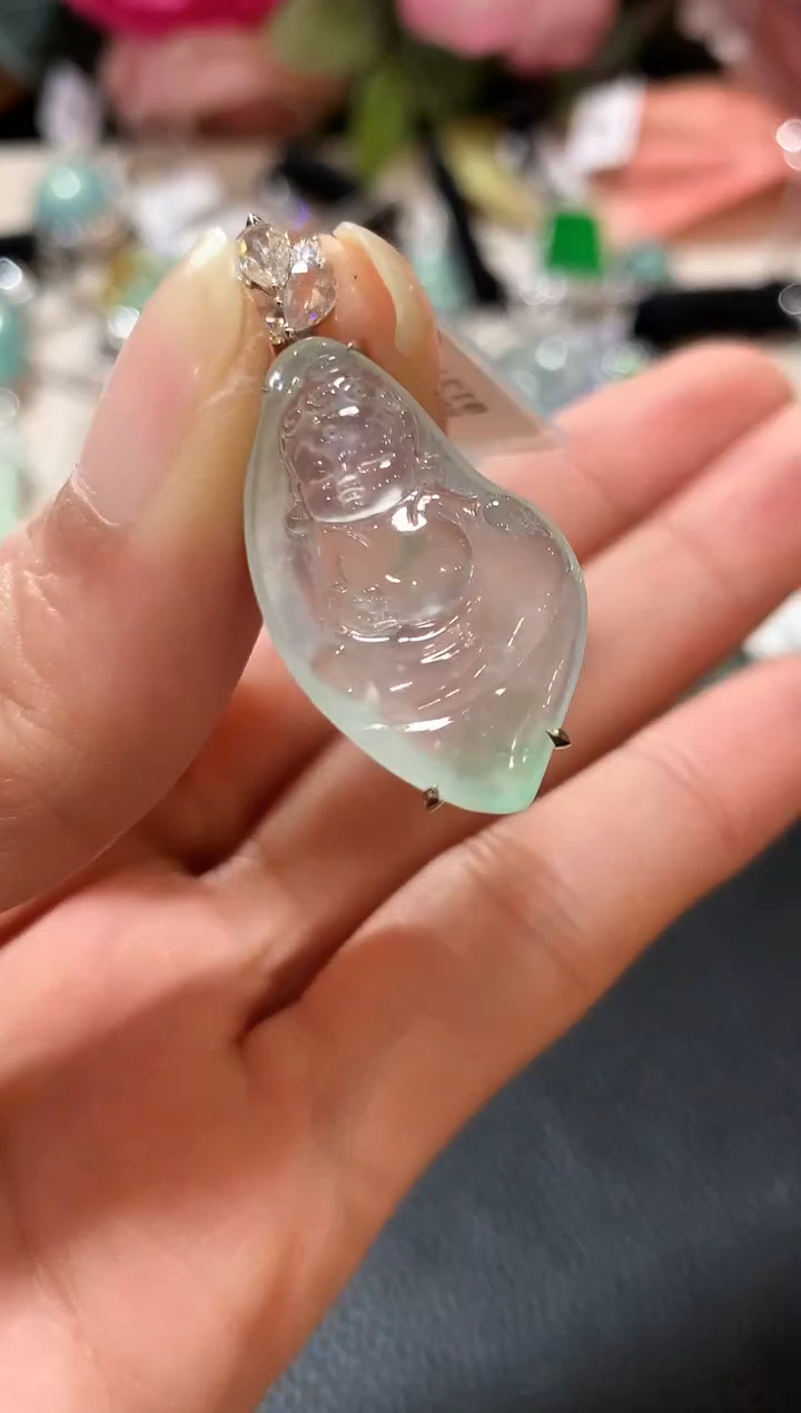 吊坠(不含链)18K金镶嵌翡翠m31 