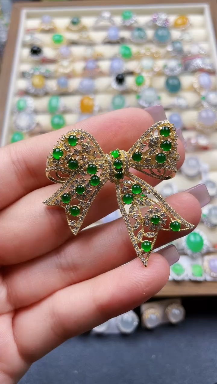 翡翠银S925镶嵌胸饰204