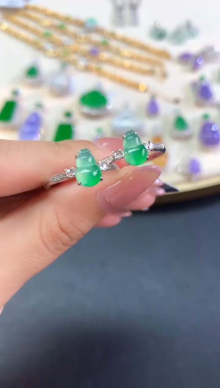 翡翠戒指18K金镶嵌戒指|2980+0多样性发其一