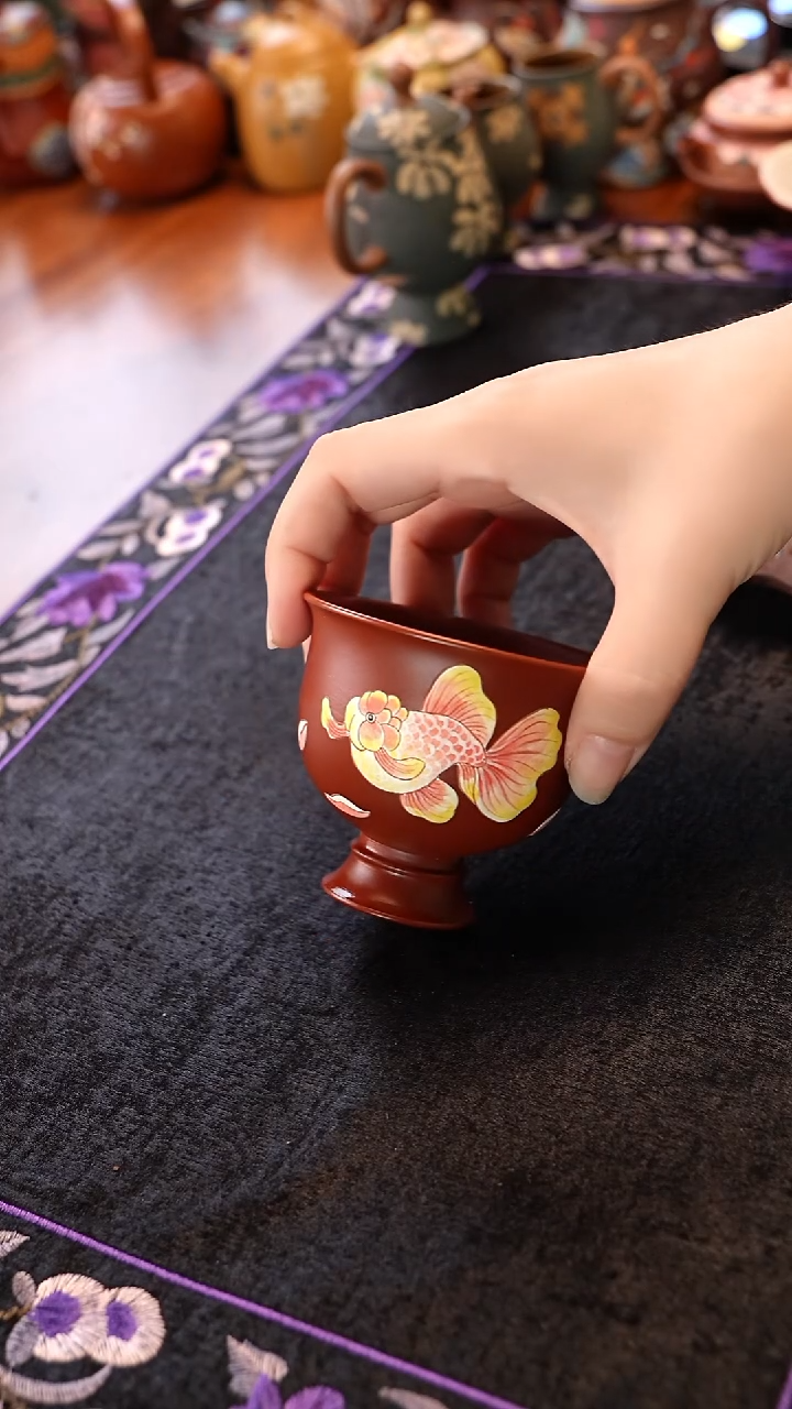 茶壶紫砂大红袍锦鲤杯