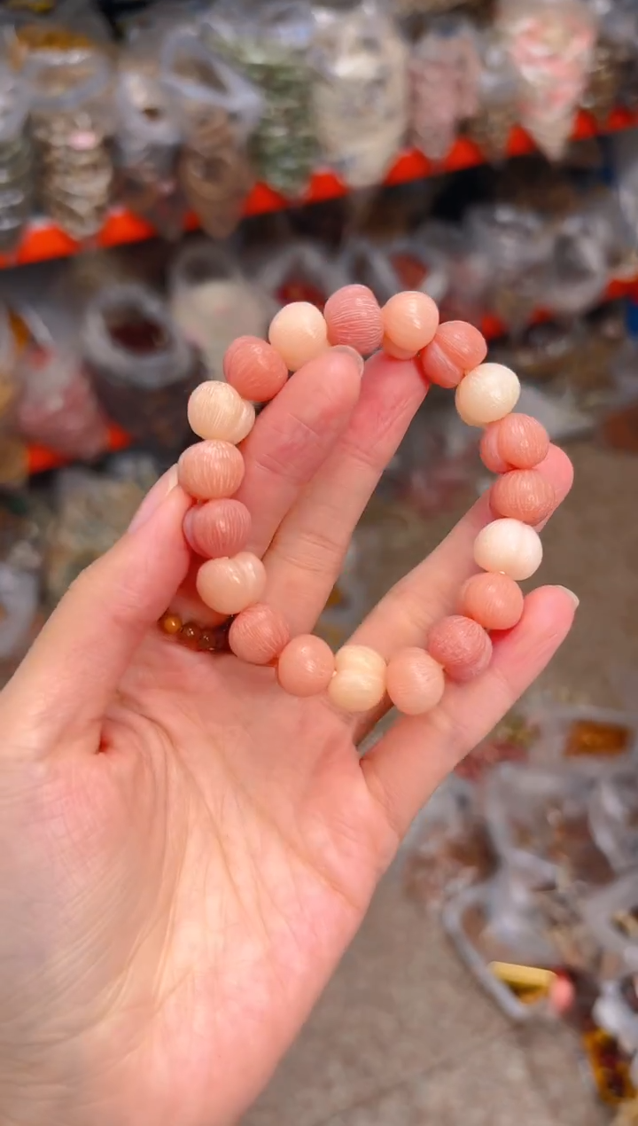 吊坠菩提根/象牙果粉色屁桃单圈