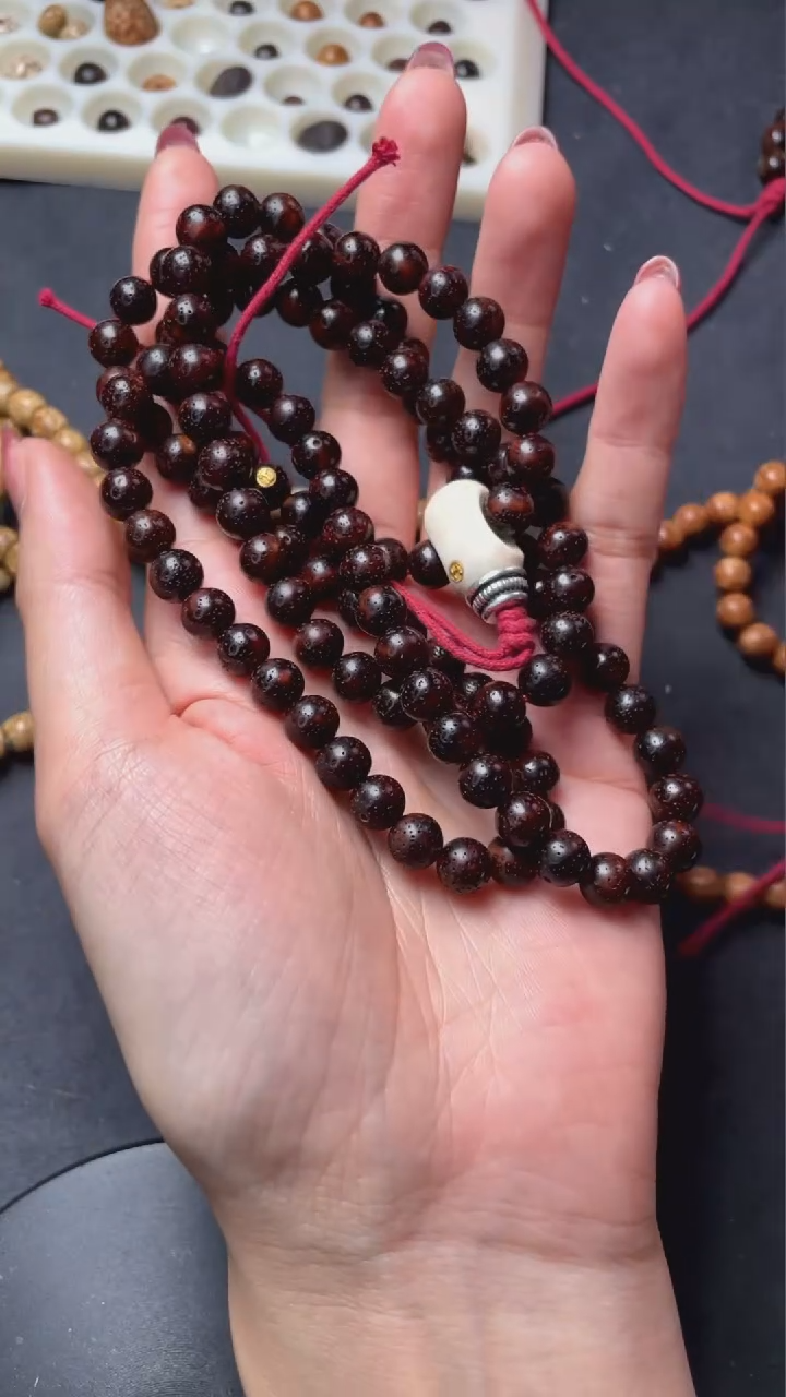 【闪购商品】星月菩提手串精选级赤金lj锔钉三通款正圆8长串