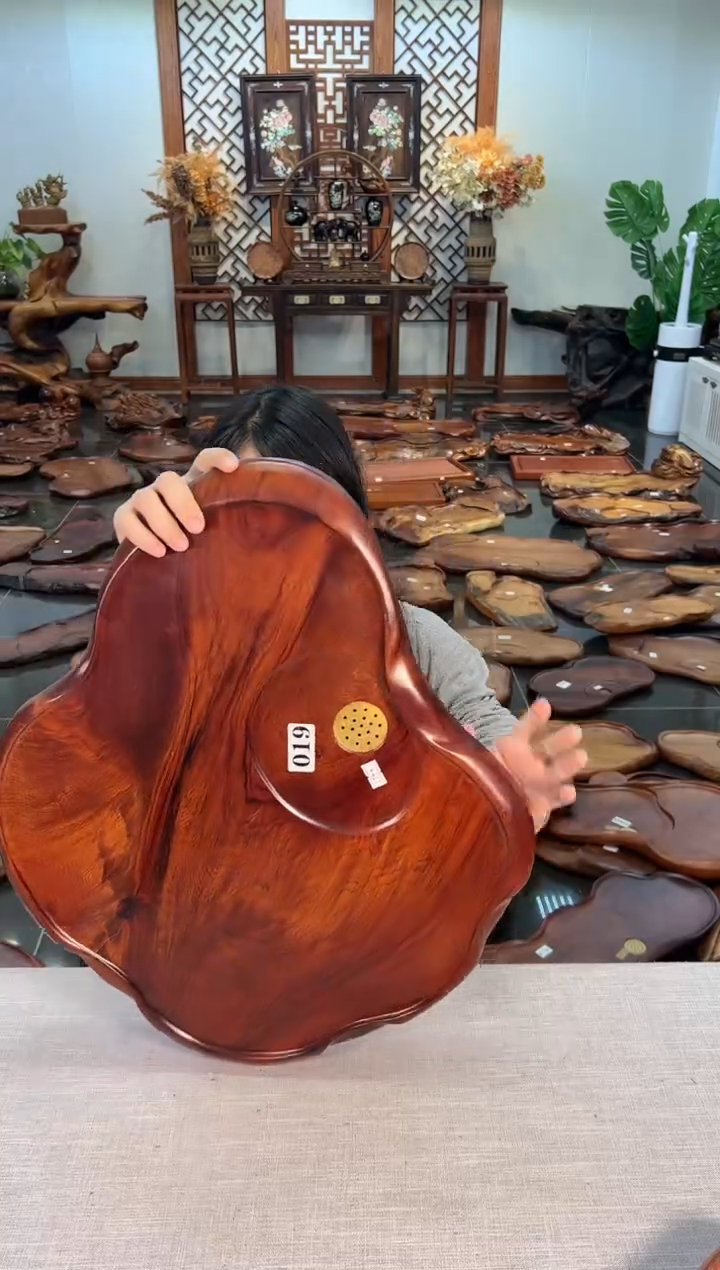 【闪购商品】大果紫檀（缅甸花梨）茶盘019