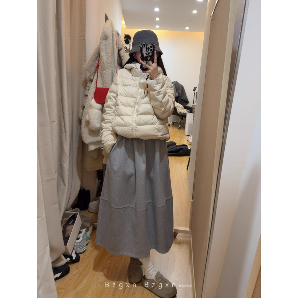 暴走高仙女呢料花苞半身裙女冬高个子梨形身材宽松遮肉显瘦赫本裙