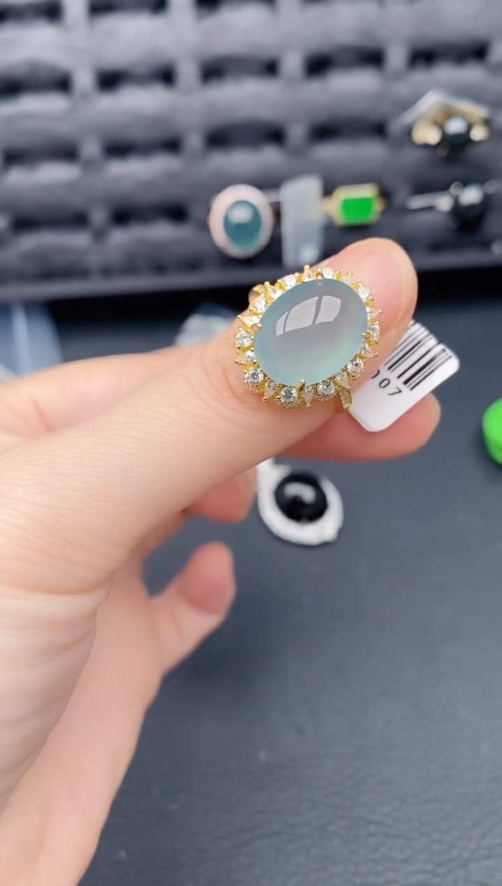 银S925镶嵌戒指翡翠天然a货翡翠500