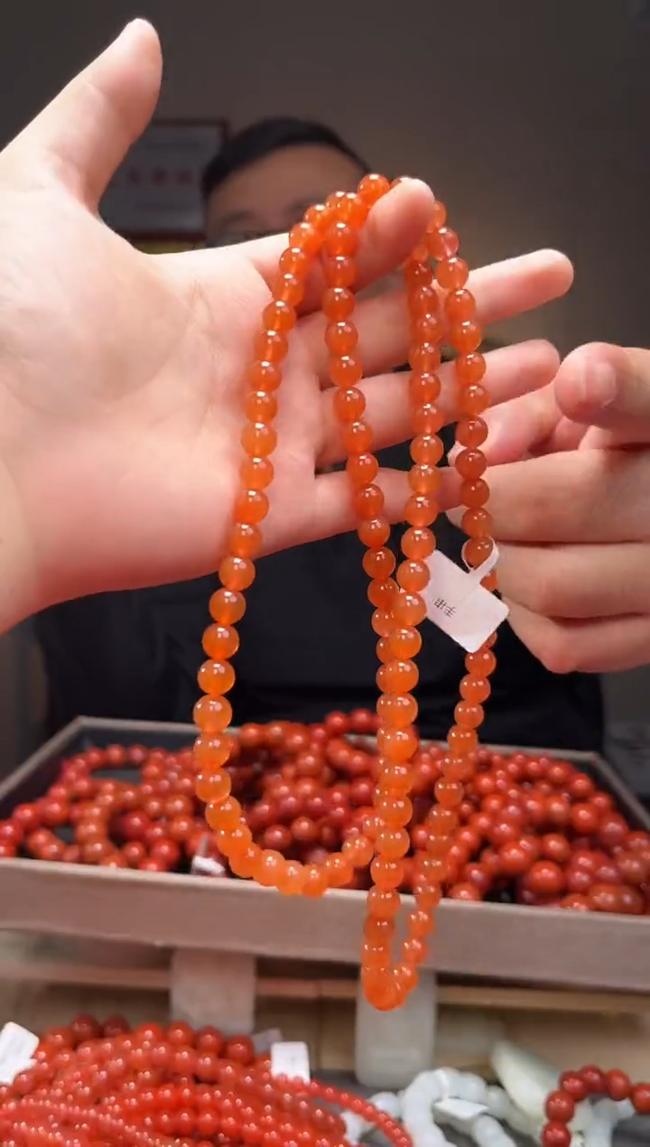 颈饰未镶嵌南红玛瑙长链