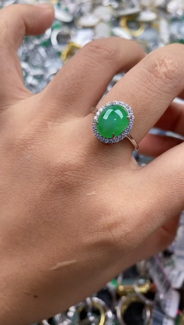 银S925镶嵌戒指翡翠222---4