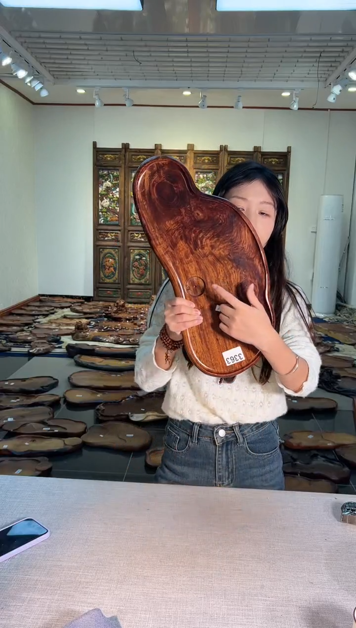 【闪购商品】大果紫檀（缅甸花梨）茶盘3363