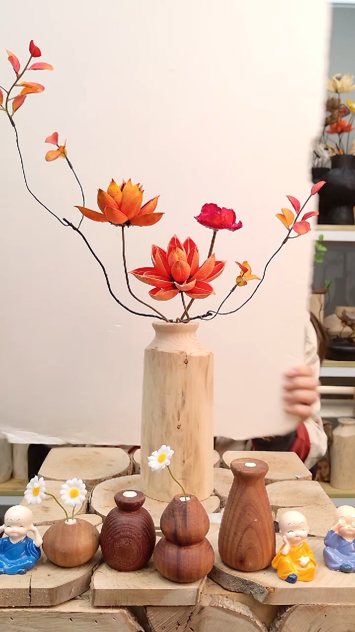 木实木花瓶配花一套