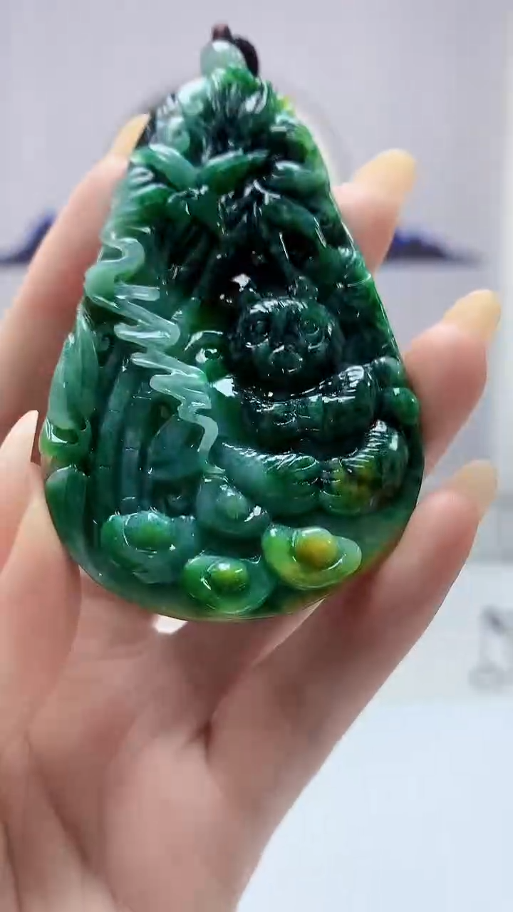 【闪购商品】定制翡翠未镶嵌4829DD-毛货挂件96