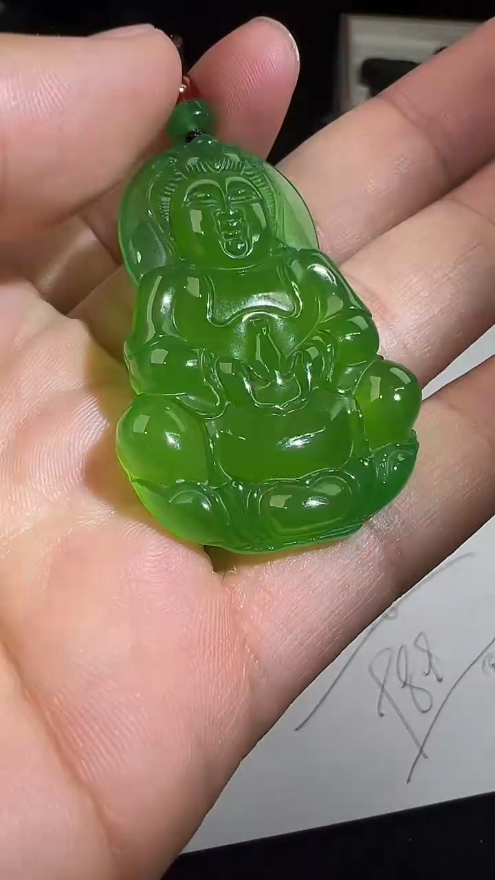 【闪购商品】玛瑙/玉髓颈饰未镶嵌3187满绿观音带绳多样性发一