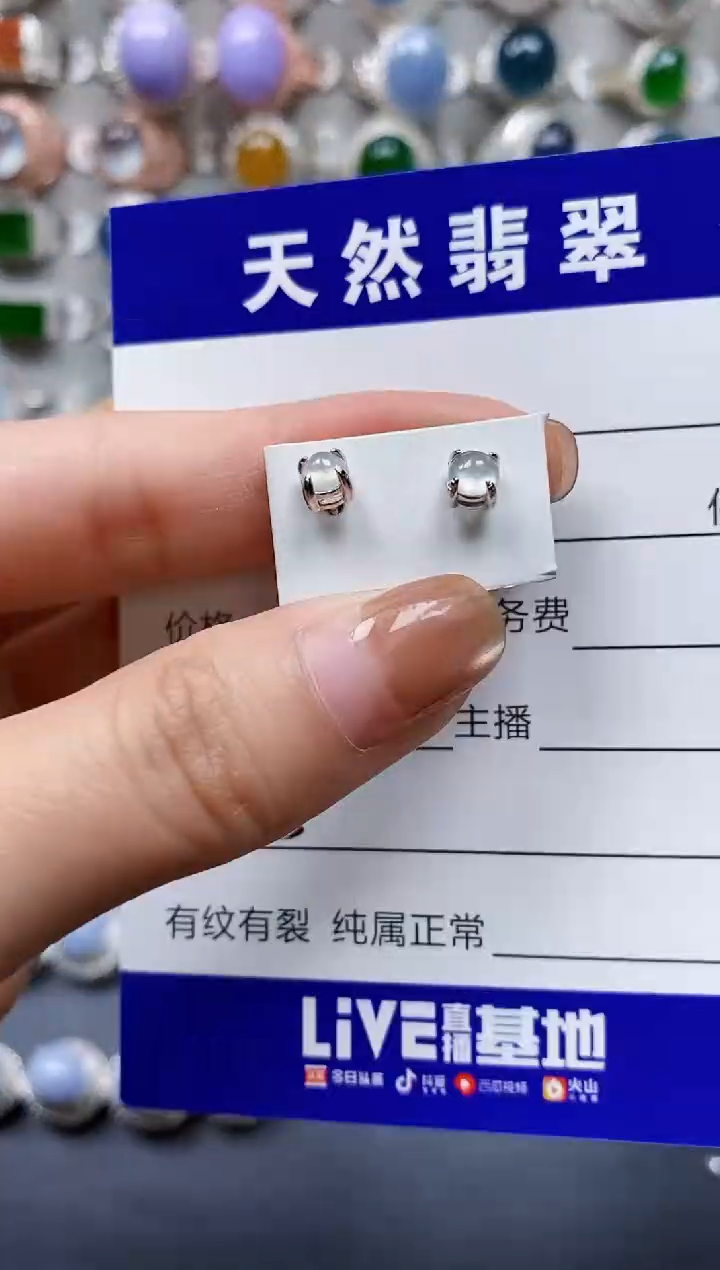 【闪购商品】翡翠耳饰银S925镶嵌0150