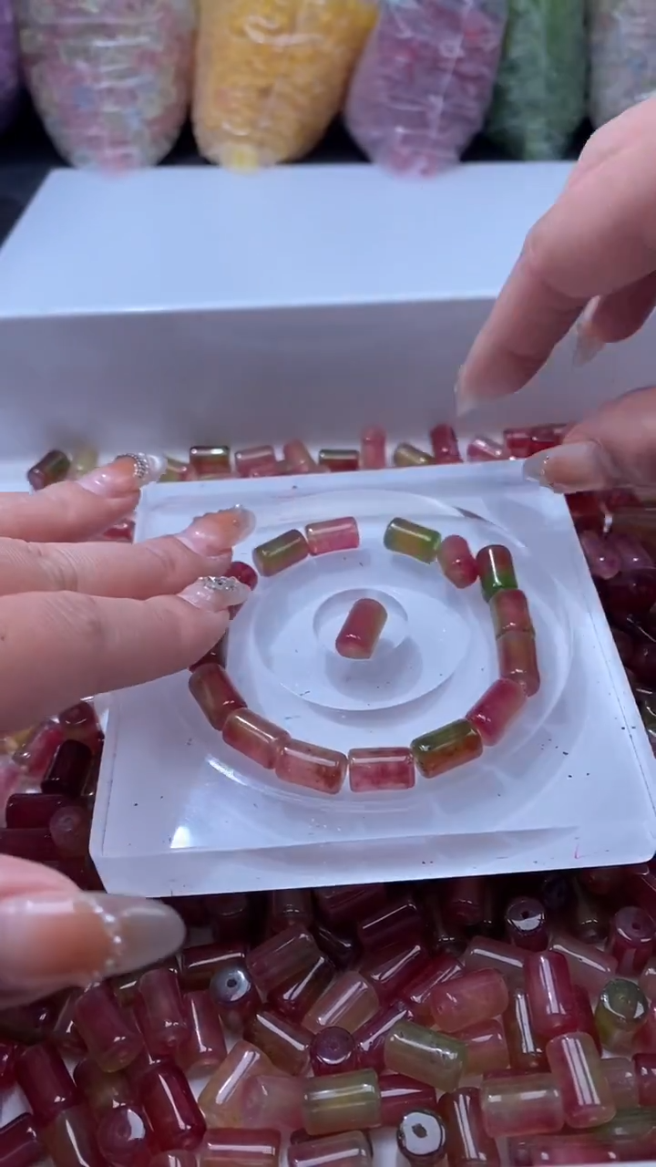 颈饰未镶嵌水晶W3203西瓜碧玺管珠12*8MM 10颗