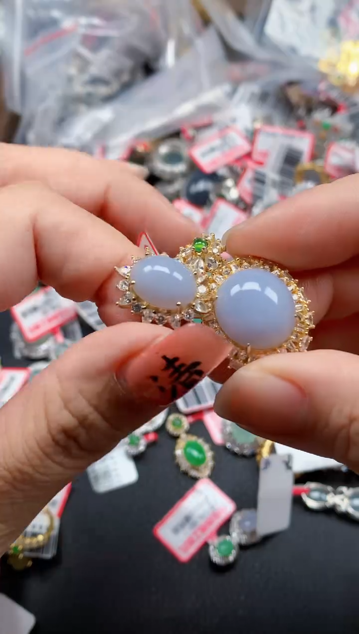 银S925镶嵌戒指翡翠天然A货缅甸翡翠