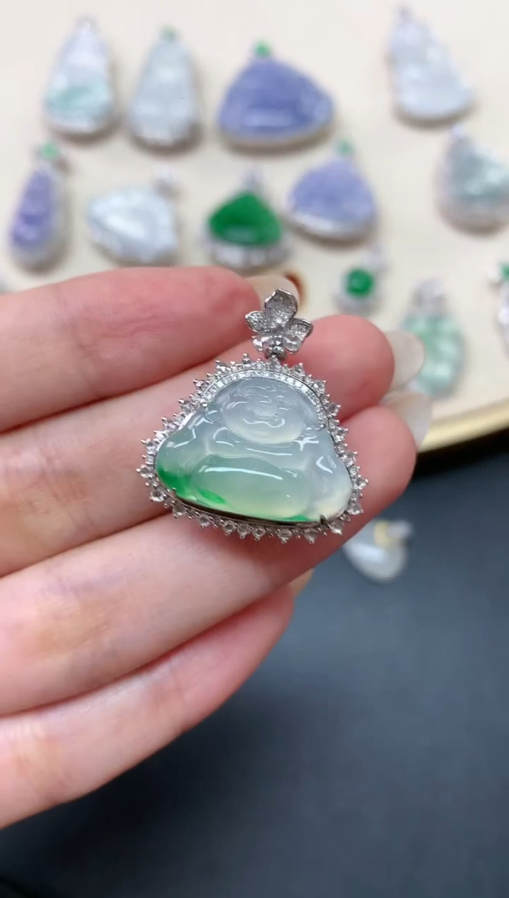 翡翠18K金镶嵌吊坠(不含链)W72|16800