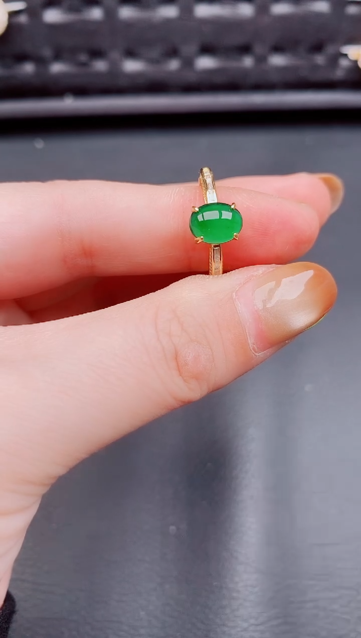 【闪购商品】翡翠戒指银S925镶嵌天然a货翡翠348