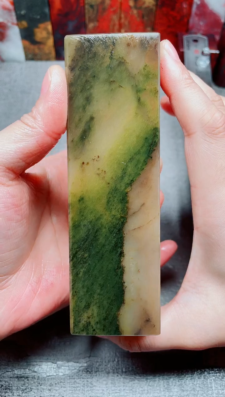 玉桂林鸡血玉素章田湾黄绿22