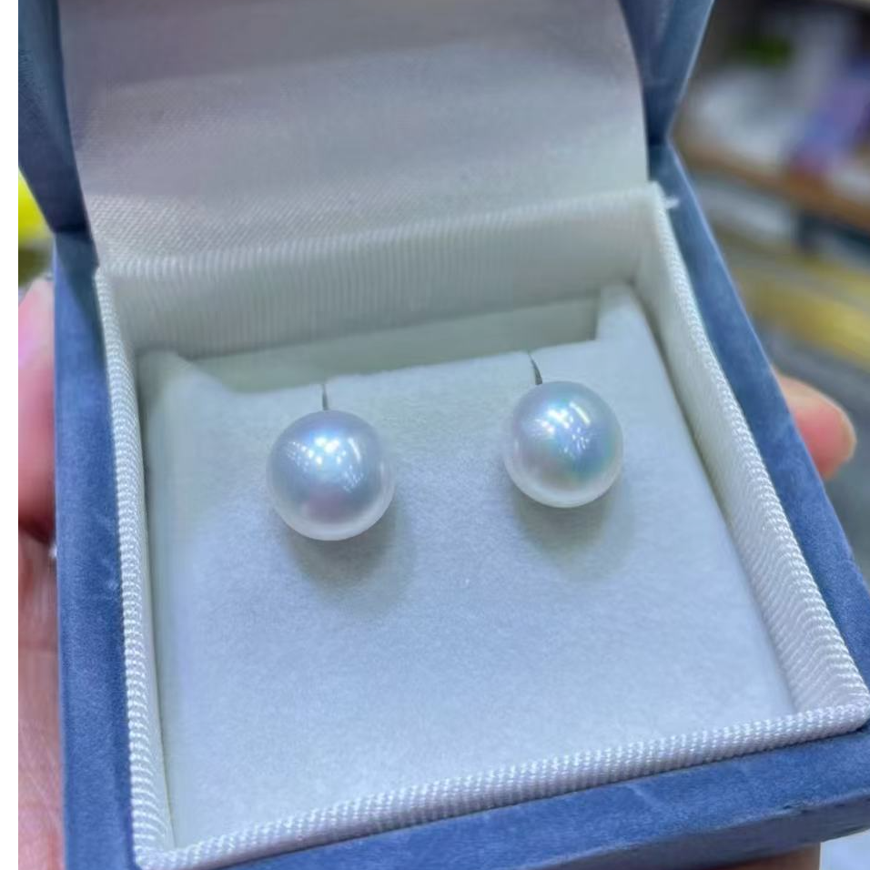  [美莉推荐]淡水珍珠11-12mm厚圆耳钉百搭